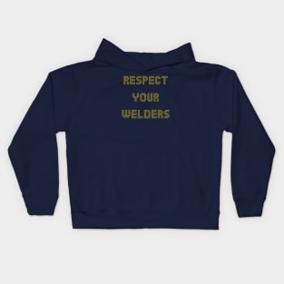 respect your welders yellow cross stitch embroidery Kids Hoodie